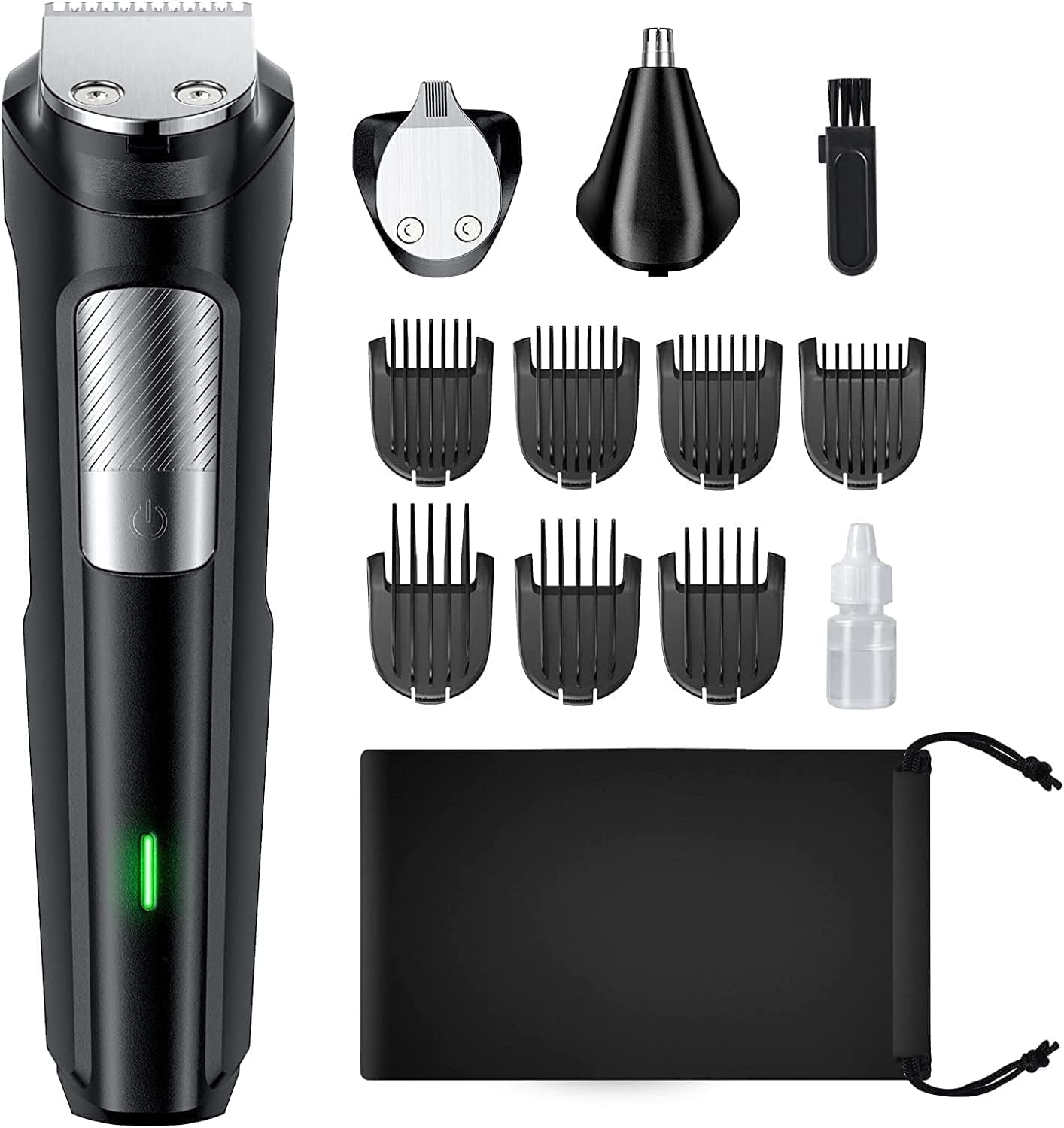 Barttrimmer Herren Haarschneidemaschine, All-in-1 Bartschneider Nasenhaartrimmer Kabellos, USB Wiederaufladbar & Wasserdicht Rasierer Elektrisch mit 7 Aufsteckkämme, Ultrascharfer Klinge