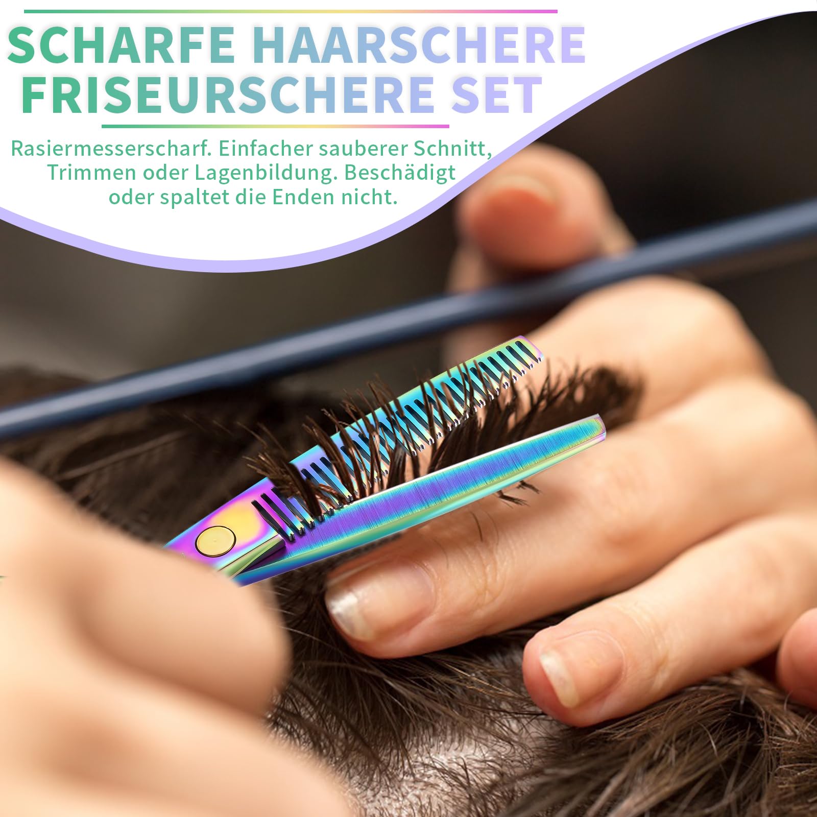 PURPLEBIRD Friseurscheren Profi, Haarschere Friseurschere Set aus Edelstahl Haarschneideschere und Effilierschere für Barbier/Friseur/Anfänger 10 Stück Roségold