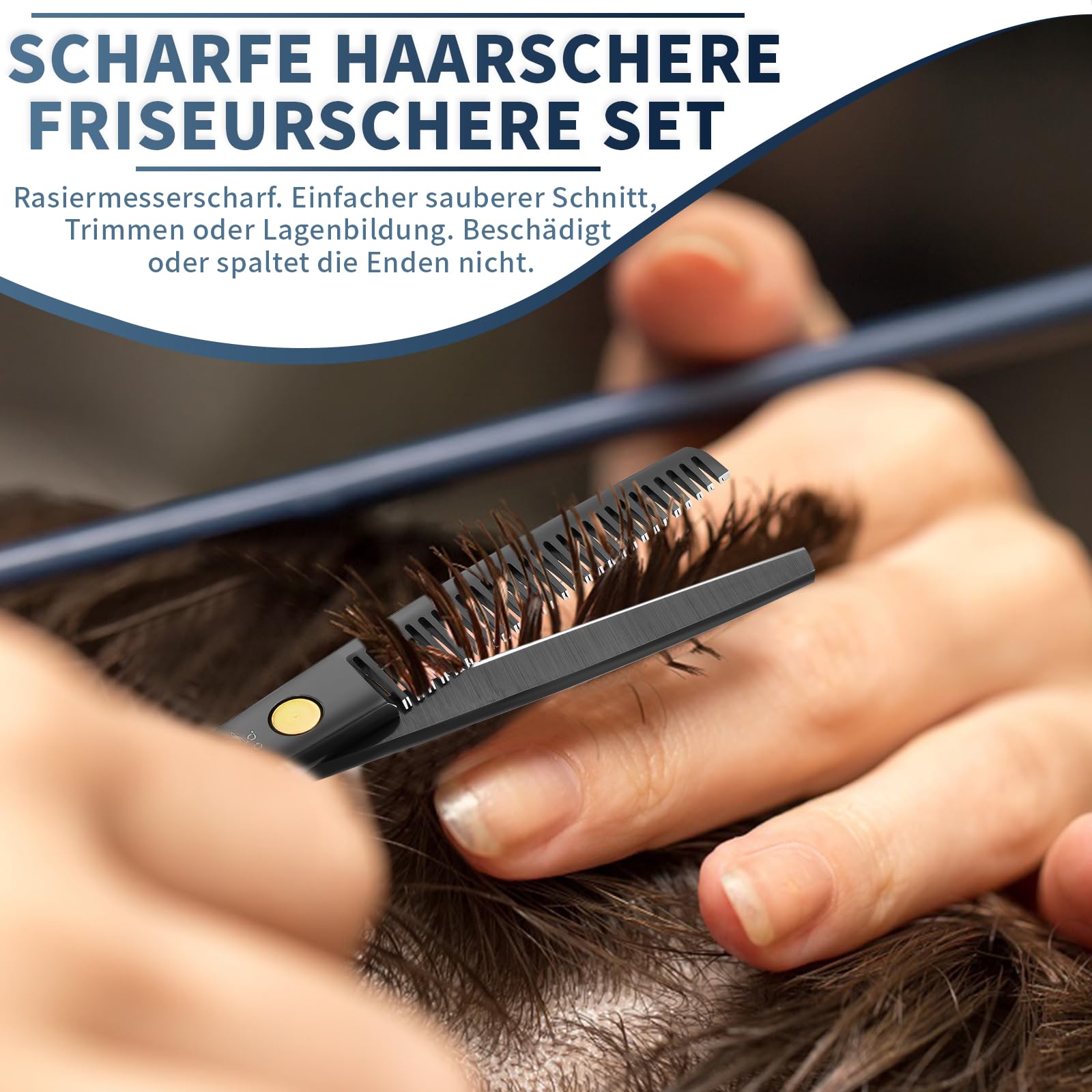 PURPLEBIRD Friseurscheren Profi, Haarschere Friseurschere Set aus Edelstahl Haarschneideschere und Effilierschere für Barbier/Friseur/Anfänger 10 Stück Roségold