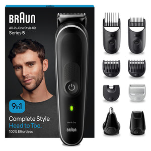 Braun Series 5 All-In-One Bartpflege Bodygroomer Set, 10-in-1 Barttrimmer / Bartschneider (versandfertiger Karton), Trimmer/Haarschneider Herren, Haarschneidemaschine, 100 Min Laufzeit, MGK5445