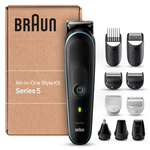 Braun Series 5 All-In-One Bartpflege Bodygroomer Set, 10-in-1 Barttrimmer / Bartschneider (versandfertiger Karton), Trimmer/Haarschneider Herren, Haarschneidemaschine, 100 Min Laufzeit, MGK5445