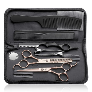 PURPLEBIRD Friseurscheren Profi, Haarschere Friseurschere Set aus Edelstahl Haarschneideschere und Effilierschere für Barbier/Friseur/Anfänger 10 Stück Roségold